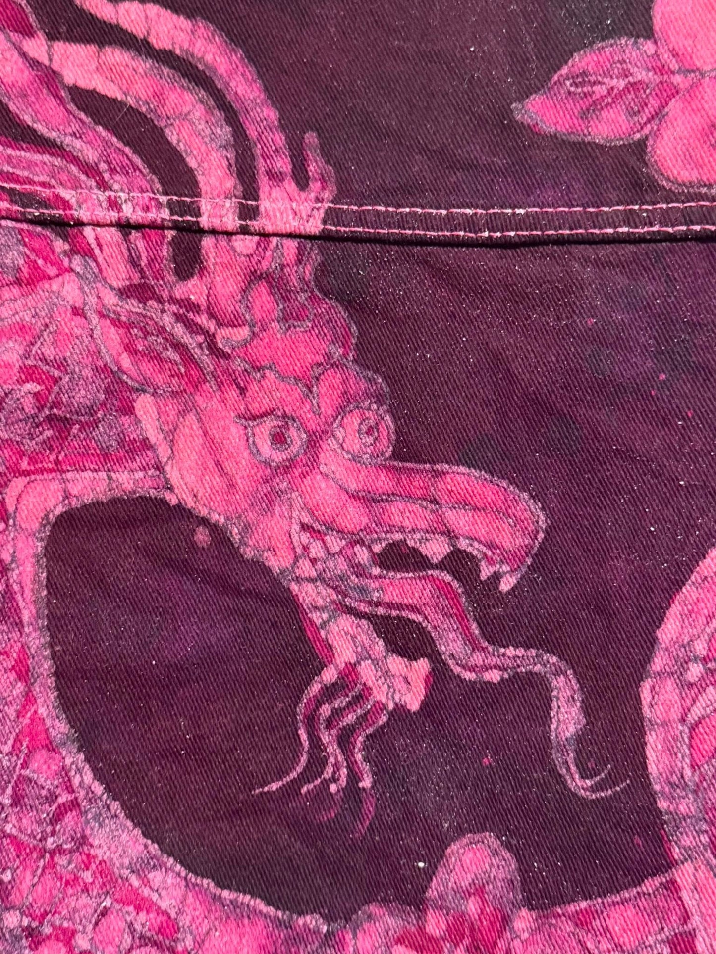 Fuchsia Fire Walk With Me Dragons Denim Jacket 2XL
