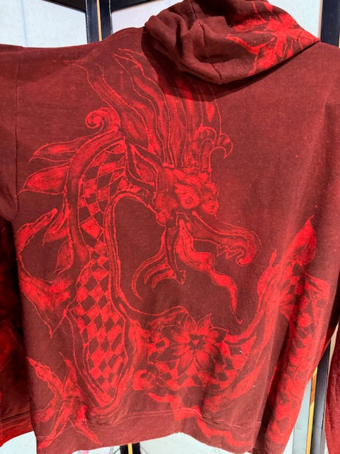 DRAGON Hoodie, Fleece, Pockets, Front Zipper, Size XL