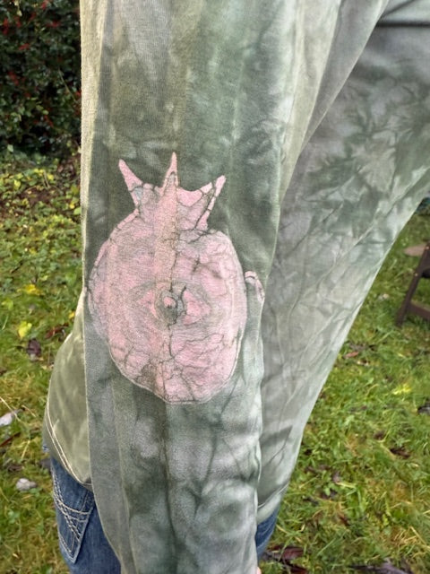 Dusty Rose Khaki Y2K style fitted long sleeve STRETCHY Size XL