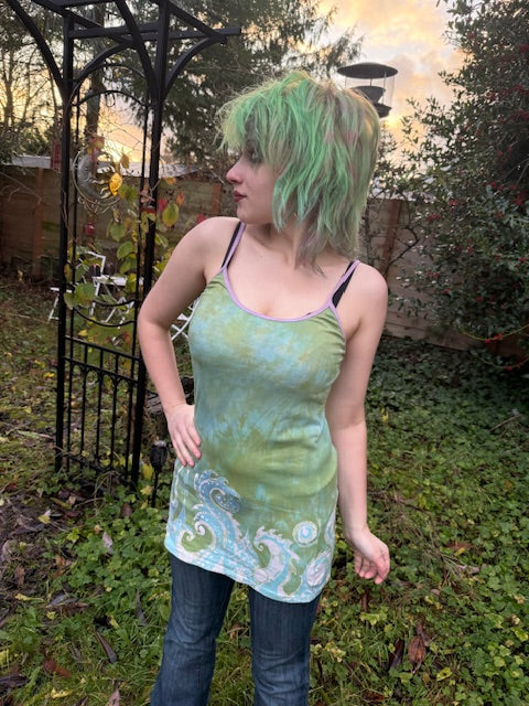 Pale Green Blue Paisley Cami Size L
