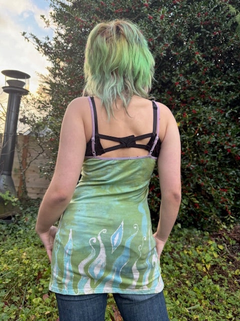 Pale Green Blue Paisley Cami Size L