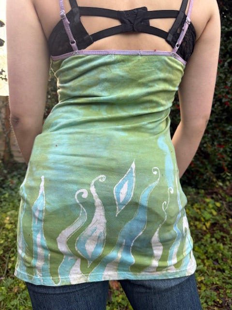 Pale Green Blue Paisley Cami Size L