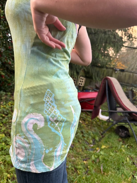 Pale Green Blue Paisley Cami Size L