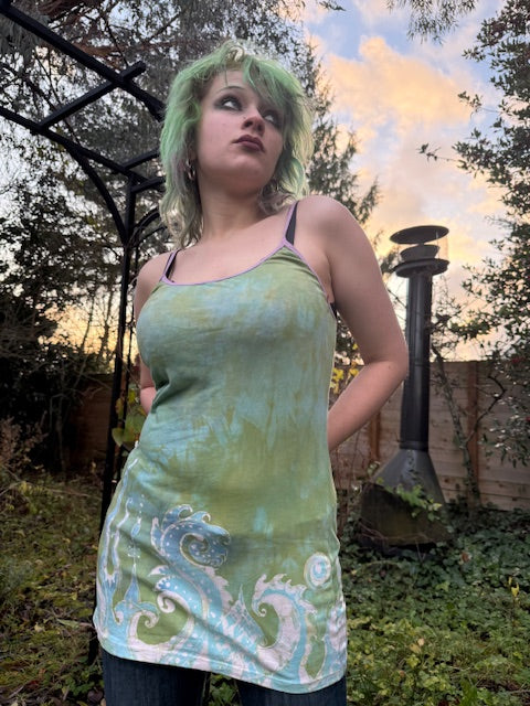 Pale Green Blue Paisley Cami Size L