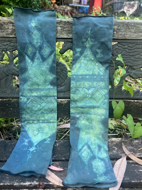 Teal Green Stained Glass Henna ARM WARMERS
