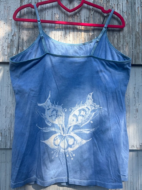 Natural INDIGO dyed Chinese Bird & Fishes LUCK Cami
