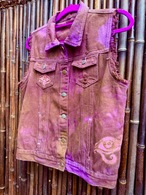Protective Hamsa Denim Vest - Size M/L