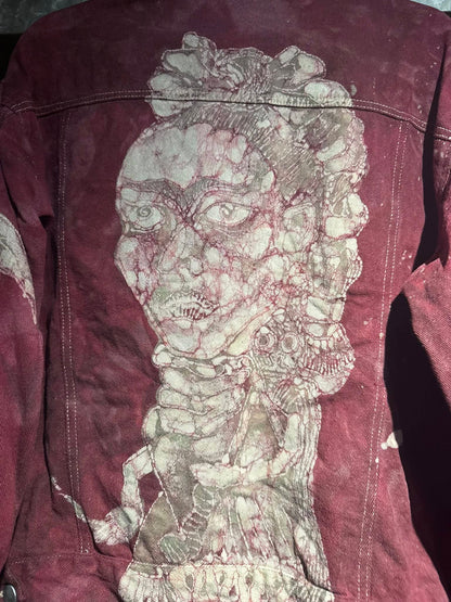 Frida Kahlo & her Monkey Denim Jacket Size 2XL