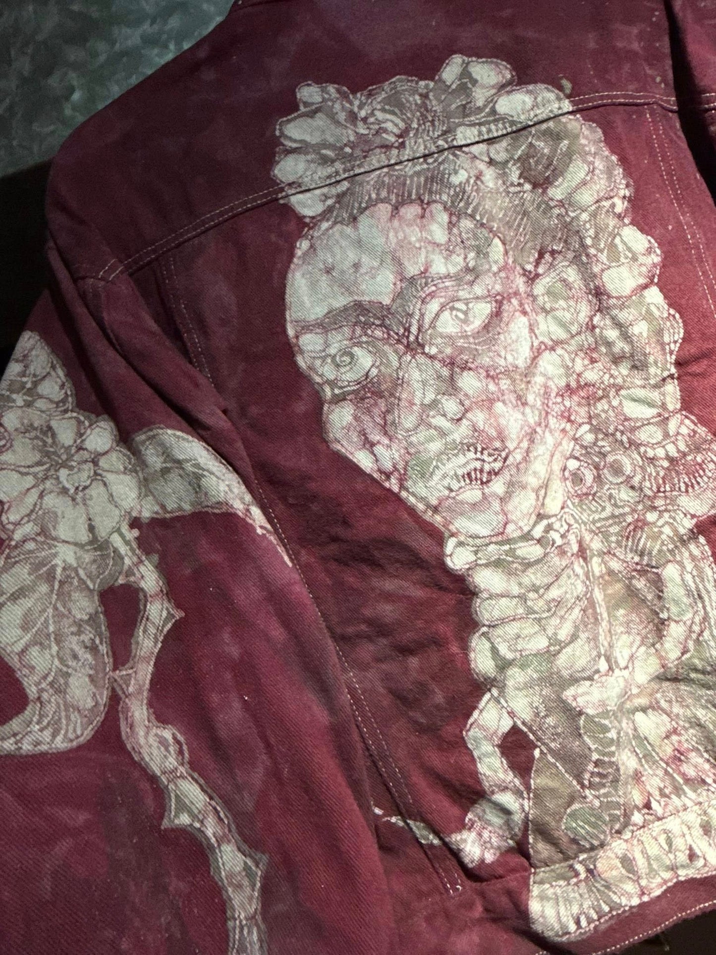 Frida Kahlo & her Monkey Denim Jacket Size 2XL