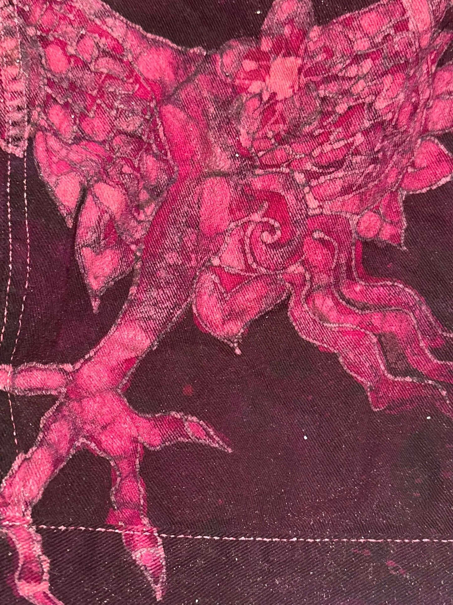 Fuchsia Fire Walk With Me Dragons Denim Jacket 2XL