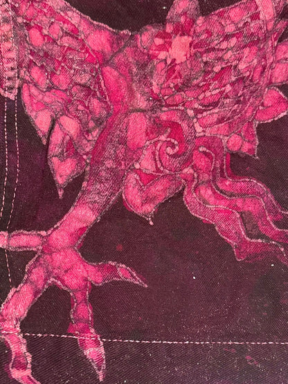 Fuchsia Fire Walk With Me Dragons Denim Jacket 2XL