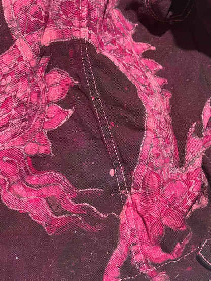 Fuchsia Fire Walk With Me Dragons Denim Jacket 2XL
