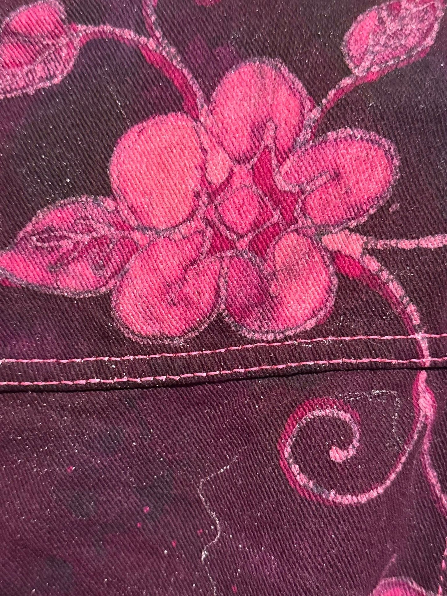 Fuchsia Fire Walk With Me Dragons Denim Jacket 2XL