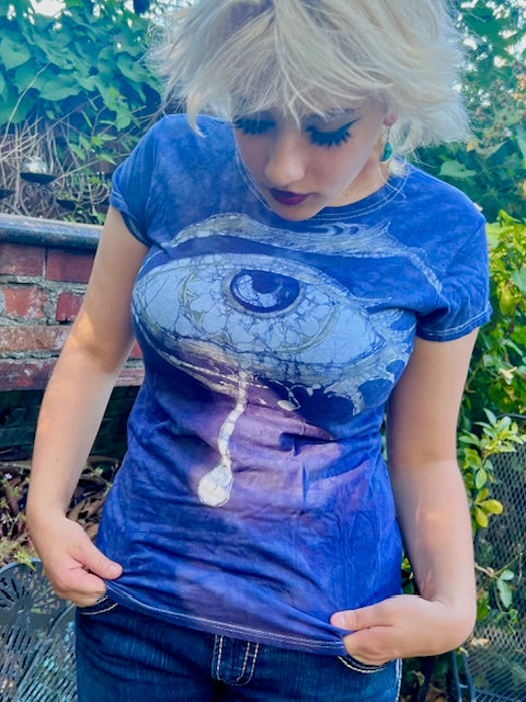 GRAY EYE of ODIN on BLUE T-Shirt