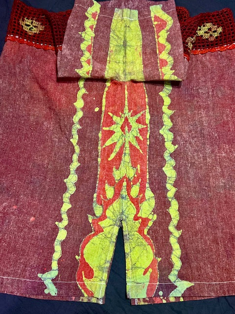 FRIDA KAHLO inspired MACRAME trim UPCYCLED Blouse