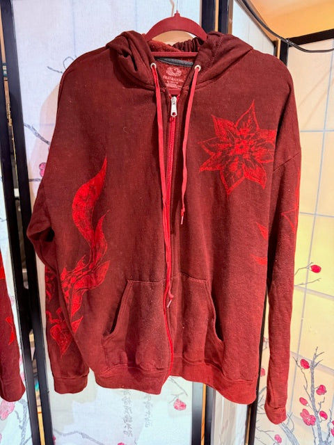 DRAGON Hoodie, Fleece, Pockets, Front Zipper, Size XL