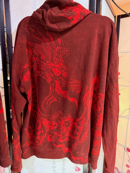 DRAGON Hoodie, Fleece, Pockets, Front Zipper, Size XL