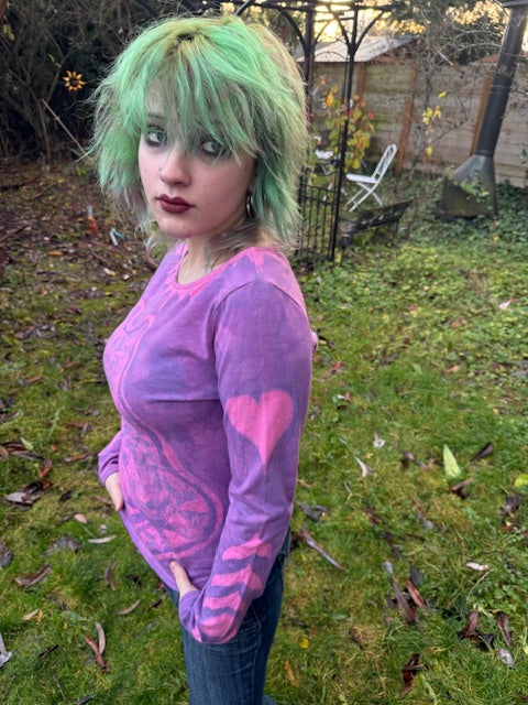 Cheshire Cat Y2K Style fitted STRETCHY long sleeved Size L