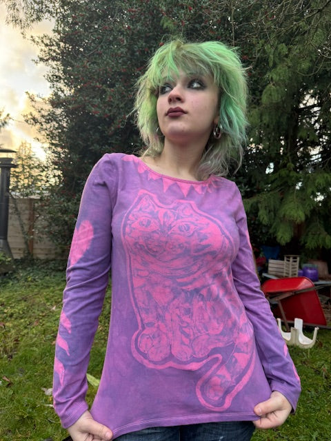 Cheshire Cat Y2K Style fitted STRETCHY long sleeved Size L