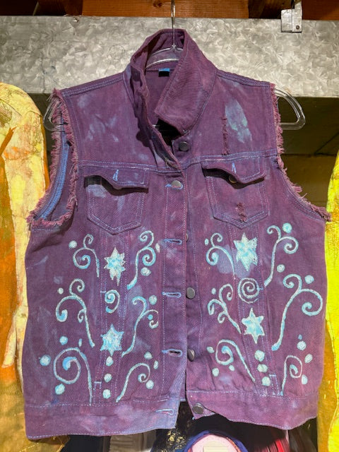 Purple Blue Baroque Jean Jacket Size L