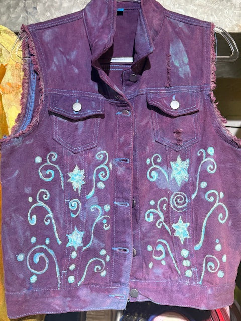 Purple Blue Baroque Jean Jacket Size L