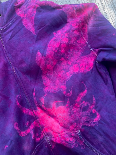 Black Light Koi Fishes & Moons Fleece Hoodie 3XL