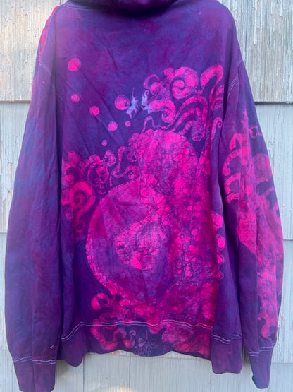 Black Light Koi Fishes & Moons Fleece Hoodie 3XL