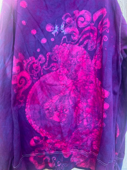 Black Light Koi Fishes & Moons Fleece Hoodie 3XL