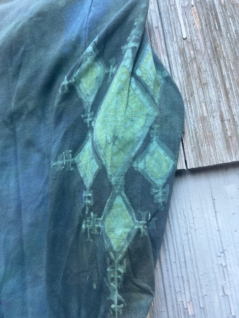 Moth & Henna in Teal, Long Sleeved V-Neck