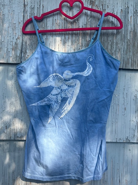 Natural INDIGO dyed Chinese Bird & Fishes LUCK Cami