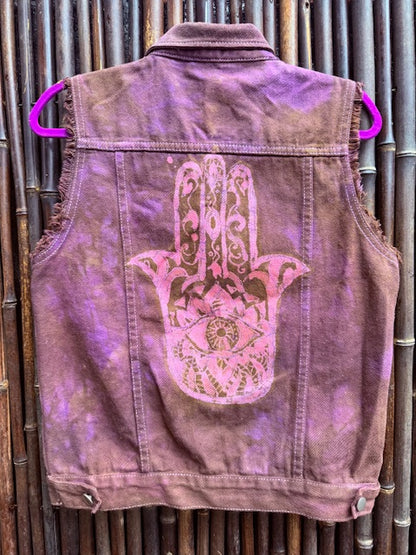 Protective Hamsa Denim Vest - Size M/L