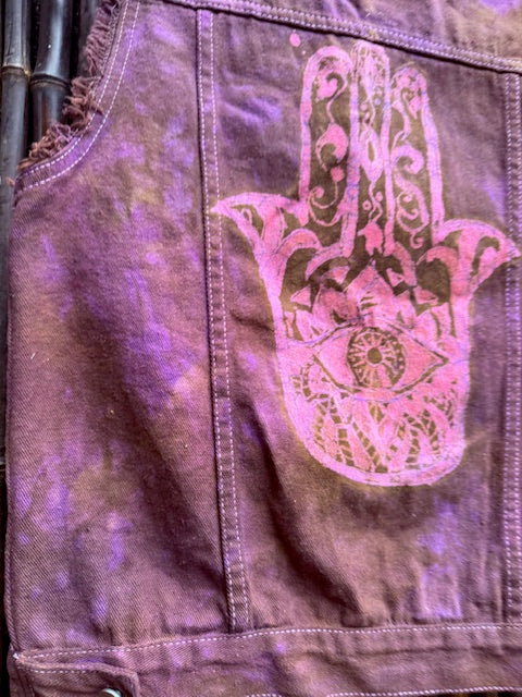 Protective Hamsa Denim Vest - Size M/L