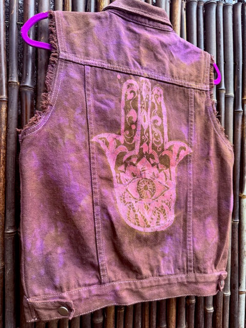 Protective Hamsa Denim Vest - Size M/L