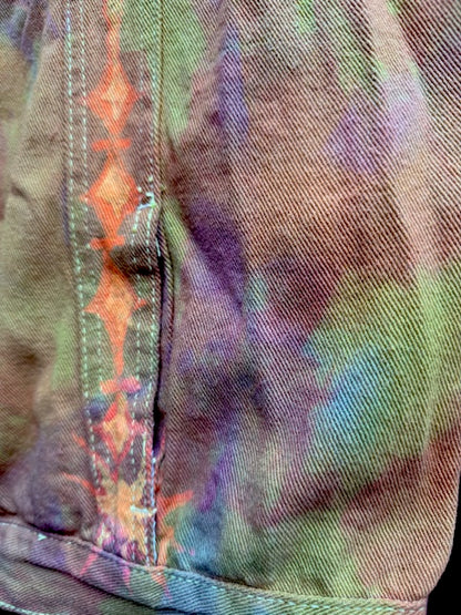 Golden Grunge Pomegranate Mandala Denim Vest - XL